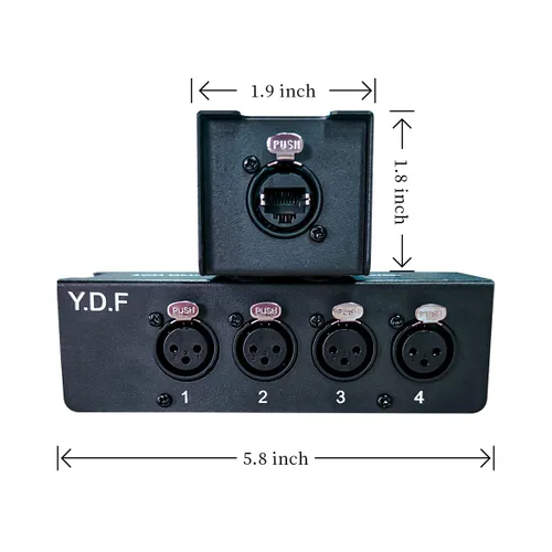 Vista 5 de Cable XLR macho a hembra de 4 canales, 3 pines, extensor múltiple para iluminación de escenario y estudio de grabación, canal XLR/AES/DMX sobre
