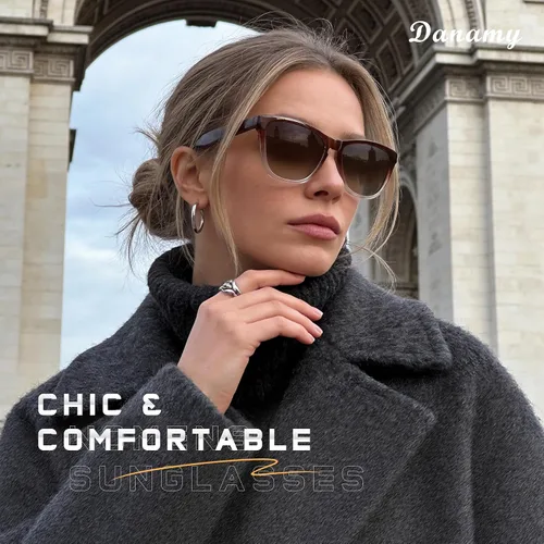 Vista 7 de DANAMY Gafas de sol polarizadas para mujer y hombre, protección UV A1- rosa