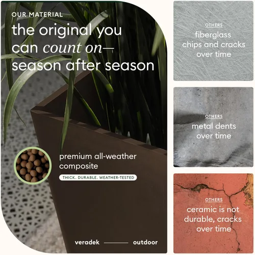 Vista 7 de Veradek V-Resin - Maceta cónica para interior/exterior (26 pulgadas, color espresso)