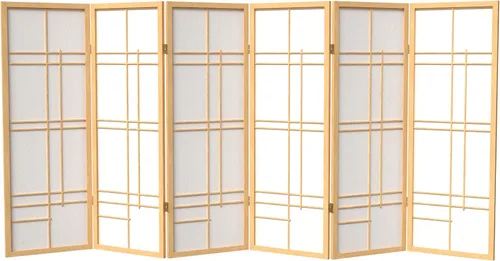Vista 7 de Pantalla corta Eudes Shoji de 4 pies - Negro - 4 Paneles
