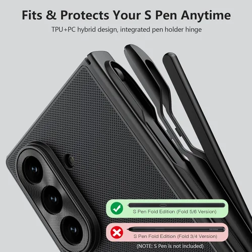 Vista 5 de Nillkin Funda para Samsung Galaxy Z Fold 7 con soporte para S Pen (compatible con MagSafe), protección de bisagra, protector de pantalla HD, textura