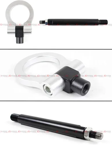 Vista 2 de Se adapta a Chevy Camaro LS LT SS ZL1 2016-2019 negro plateado parachoques plegable tornillo en tipo gancho de remolque