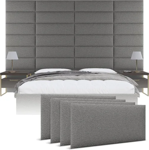 Vista 18 de Vänt - Paneles tapizados de pared, cabeceros de pared tamaño Queen/Full, color beige boucle, juego de 4 paneles