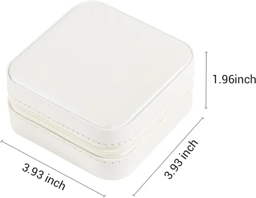 Vista 4 de Casegrace - Mini joyero portátil de viaje de cuero para joyas organizador de anillos caja de regalo para niñas y mujeres