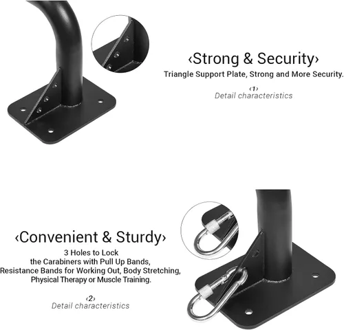 Vista 3 de Wall Mounted Doorway Pull Up Bar, Heavy Duty Strength Training Pull-Up Bars for Doorframe, Support Beam or Joist Mount Thick Metal Sturdy