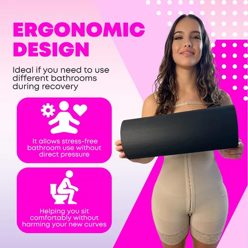 Vista 6 de BBL Pillow - Elevador de asiento de inodoro con forma de D para levantamiento de glúteos brasileño para después de la cirugía (negro)
