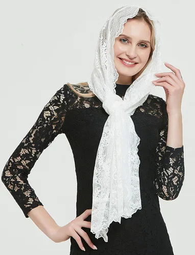 Vista 2 de Pestañas encaje vintage floral encaje bufanda encaje capilla velo Mantilla infinito masa latina S04