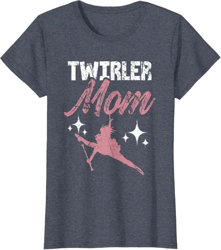 Vista 11 de Twirler Mom Baton Madre Majorette Funny Gymnastic Twirling T-Shirt Negro