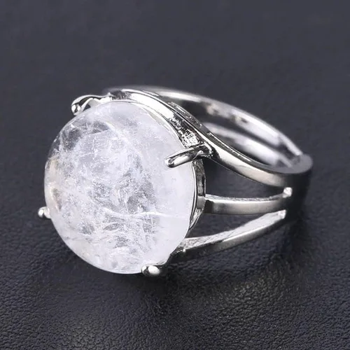 Vista 8 de TripleHub Juego de 5 anillos de piedra natural, vintage, tibetano, ajustable, curativo, de cristal, para mujeres y hombres, accesorios de joyería a