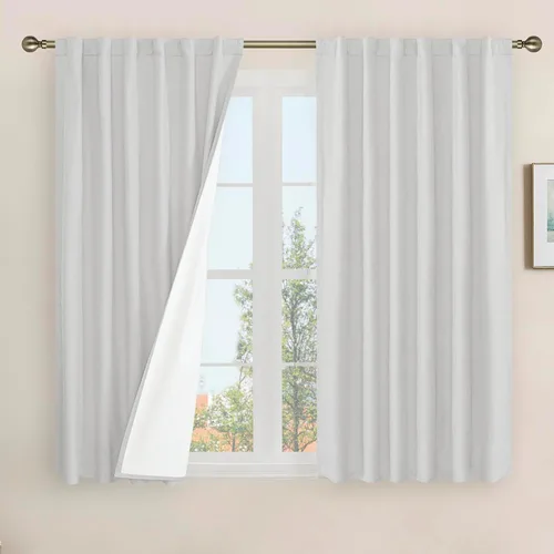 Vista 71 de LAMIT Cortinas opacas cortas de lino de 30 pulgadas para ventanas de cocina sobre el fregadero, cortinas de café texturizadas de lino marfil