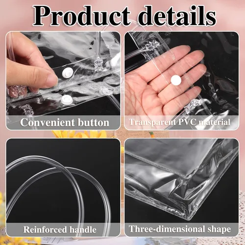 Vista 3 de BESARME Paquete de 30 bolsas de regalo transparentes de 11 x 11 x 4 pulgadas con asa, bolsas de plástico grandes para regalo, bolsas transparentes