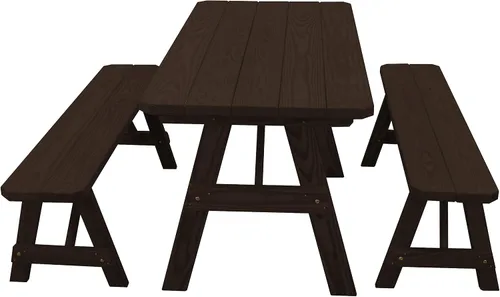 Vista 33 de Furniture Barn USA Pine - Mesa tradicional de 4 pies con 2 bancos, color negro