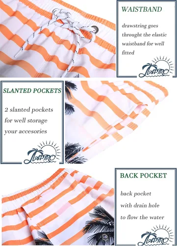Vista 4 de APTRO - Traje de baño para hombre de secado rápido 9pulgadas pantalones cortos con forro de malla y bolsillos para hombres grandes y altos