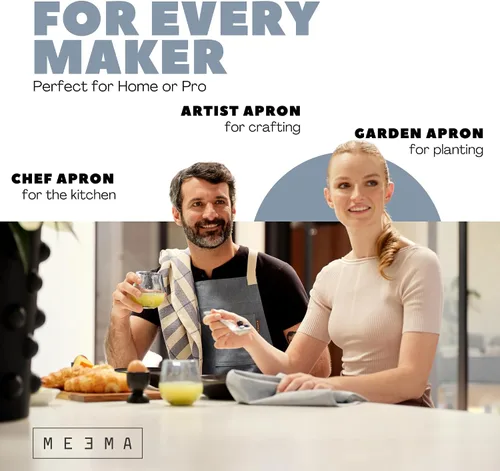 Vista 7 de MEEMA Chef Cross Back Aprons for Women with Pockets for Cooking, Baking