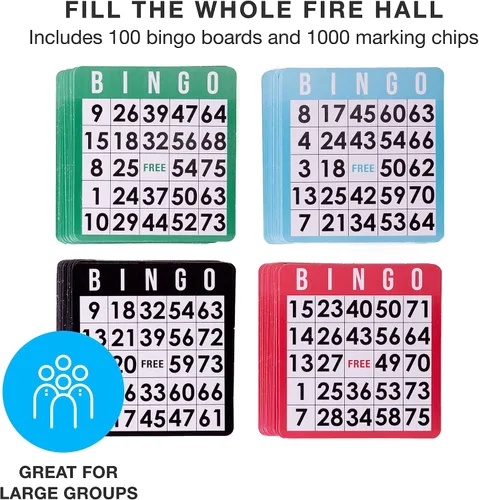 Vista 3 de Royal Bingo Supplies Juego de bingo para adultos, personas mayores y familia, 1000 fichas, 100 tarjetas, mazo jumbo de tarjetas de llamada, juego
