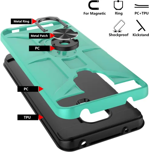 Vista 7 de Funda para Redmi Note 9 Pro, Note 9s/Note 9 Pro Max, con 3 protectores de pantalla de vidrio templado, soporte de anillo integrado y soporte