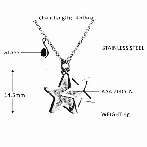 Vista 7 de MOXIE ACCESSORIES Colgante de acero inoxidable con dije de estrellas y lágrima, Acero inoxidable, Circón