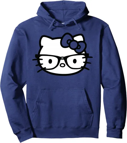 Vista 7 de Hello Kitty Sudadera con capucha de gafas nerd en blanco y negro