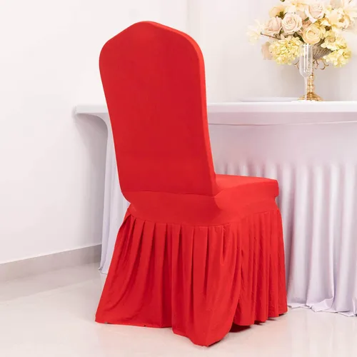 Vista 13 de Efavormart - Funda para silla de banquete de elastano con falda plisada con volantes y banda trasera cruzada, funda elástica negra para bodas y Negro