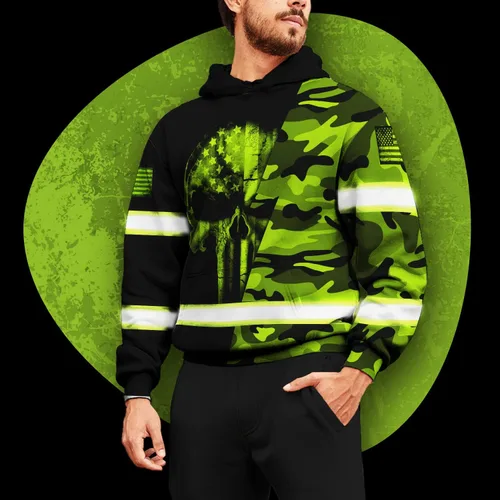 Vista 4 de Ropa de trabajo de seguridad con nombre personalizado de alta visibilidad para trabajadores, corredores, camioneros, patrióticos