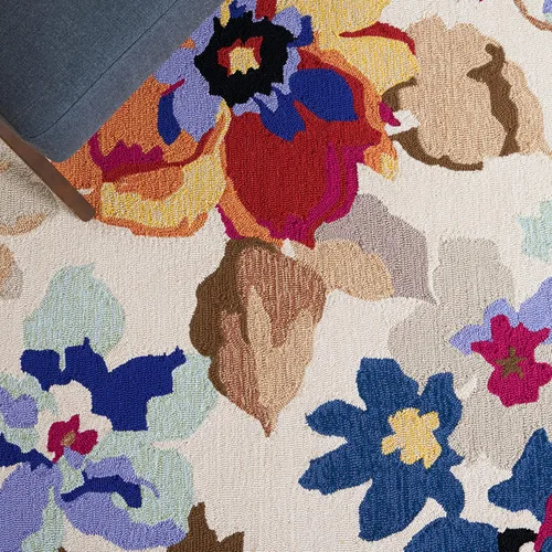 Vista 7 de SAFAVIEH Four Seasons Collection FRS509D - Alfombra floral con gancho a mano (3 pies 6 pulgadas x 5 pies 6 pulgadas), color marfil/multi