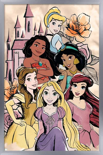 Vista 11 de Disney Ultimate Princess Celebration - Póster de pared de grupo castillo, 22.4 pulgadas de largo x 14.7 pulgadas de ancho, versión enmarcada