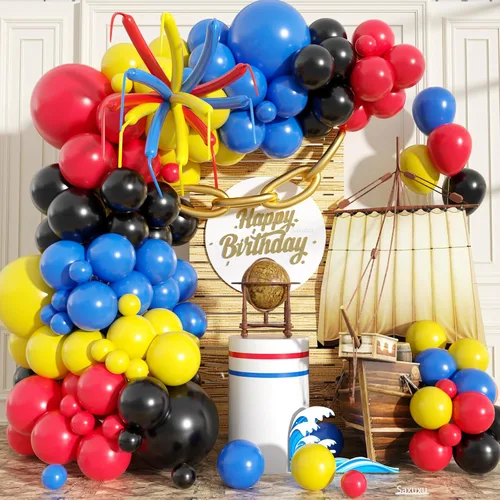 Vista 10 de Kit de arco de globos rosa y negro, kit de arco de guirnalda de globos negros y rosados, globos de látex de corazón macarrón, globo de confeti