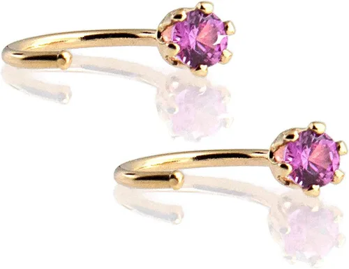 Vista 61 de Half Huggie Birthstone Gold Hoop Earrings for Women Tiny Cartilage Stud Piercing Earring Hypoallergenic Earring Screw Back Dainty Hug