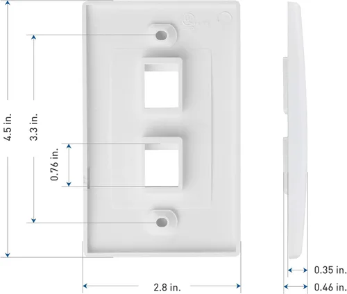 Vista 6 de [UL Listed] Cable Matters - Placa de pared en blanco para toma trapezoidal, Blanco