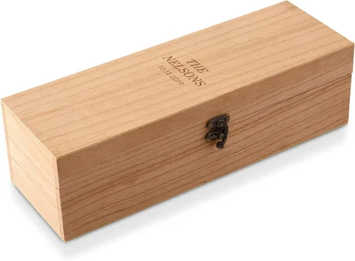 Vista 16 de Weddingstar Caja de regalo de vino de madera grabada personalizada con tapa - Blush Blooms