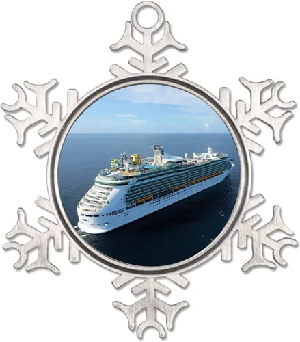 Vista 2 de Adornos metálicos de copo de nieve para crucero, Florida, Estados Unidos, adorno de Navidad, recuerdo, regalo, adornos colgantes para decoración