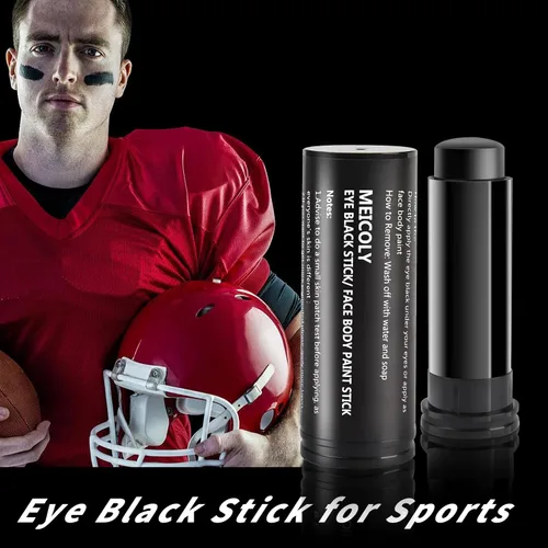 Vista 9 de MEICOLY Pintura facial negra, barra negra para ojos para deportes, béisbol, softbol, fútbol americano, lacrosse, fácil de colorear atletas