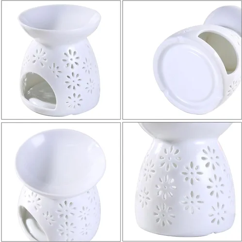 Vista 9 de Portavelas de cerámica para té, quemador de aceite esencial, quemador de cera para derretimiento, difusor de aroma de incienso, decoración del hogar