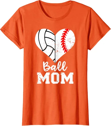 Vista 13 de Ball Mom Heart Funny Baseball Voleibol Mom - Camiseta para mamá, Negro, S