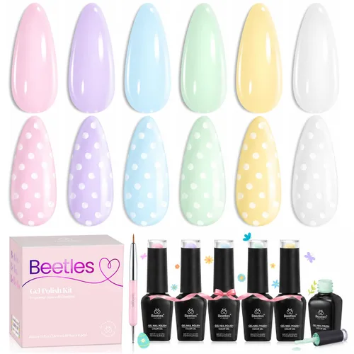 Vista 36 de Beetles - Juego de esmaltes de gel blanco y negro, 6 colores plateados, ojo de gato, purpurina brillante con imán, arte de uñas UV LED, hogar, salón