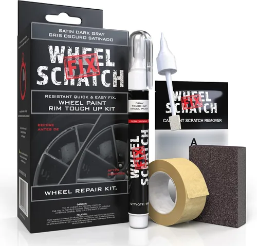 Vista 18 de Wheel Scratch Fix - Kit de retoque de llantas rápido y fácil, colores universales (negro (brillo))