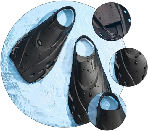 Vista 5 de Alipis Adjustable Short Swimming Fins for Adults Unisex Lightweight TPR Dive Flippers with Open Toe Design Comfortable Swim Training Snorkeling