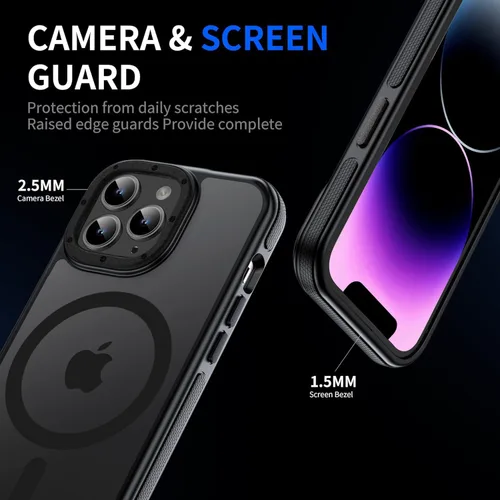Vista 4 de Funda magnética fuerte para iPhone 13 Pro [protección de grado militar de 10 pies] compatible con MagSafe a prueba de golpes, funda delgada de 6.1