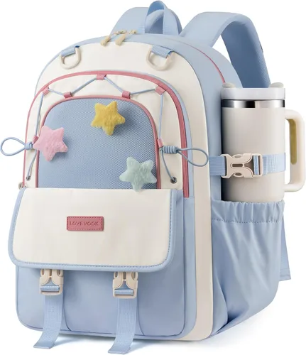 Vista 9 de LOVEVOOK Mochila escolar para niñas, estudiantes, niños, Lavanda (Lavender Dream), 15,6 pulg., Mochila Daypack