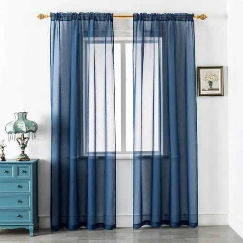 Vista 15 de DUALIFE - Cortinas transparentes de 54 pulgadas de largo, paneles de privacidad de gasa para ventanas, cortinas de lino semitransparentes
