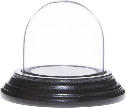 Vista 9 de Plymor 1.875" x 1.875" Mini cristal Display Dome Cloche (base de chapa de caoba oscura)