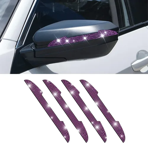 Vista 12 de 4 protectores de arañazos con diamantes de imitación para manija de puerta de auto, universales, para espejo retrovisor lateral, protector de borde