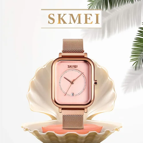 Vista 7 de SKMEI Reloj de pulsera para hombres y mujeres, reloj analógico de cuarzo impermeable a la moda con fecha de hora, esfera rectangular, reloj de mano