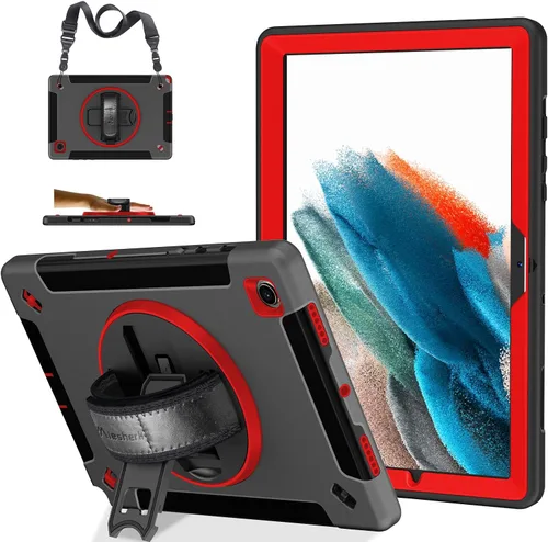 Vista 14 de Funda para Galaxy Tab Active 5 Pro 2025/4 Pro 2022/2019 de 10.1 Pulgadas: TPU con Soporte - Protector de Pantalla - Correa de Mano - Correa de Negro