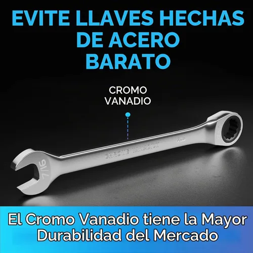 Vista 4 de Llave de 7/16" - Llave de trinquete - Perfil delgado - Llave de trinquete - 100% Garantía de satisfacción de por vida