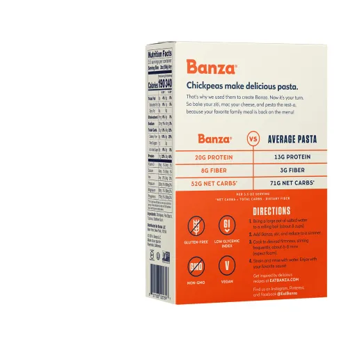 Vista 2 de Banza Wheels Pasta - Pasta sin gluten, alta en proteínas y baja en carbohidratos, 8 onzas