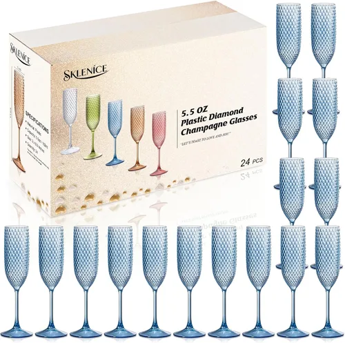 Vista 13 de Copas de champán de plástico, copas de champán irrompibles, copas de vino de diamante reutilizables, copas de vino transparentes para fiestas, copas
