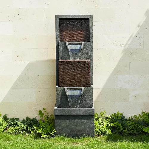 Vista 15 de Naturefalls Fuente moderna para exteriores de 38.7 pulgadas de alto, fuentes de jardín al aire libre de 4 niveles con diseño contemporáneo y luz LED