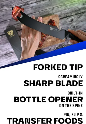 Vista 3 de Dalstrong BBQ Pitmaster - Cuchillo para carne de 9 pulgadas, serie Shadow Black, recubierto de nitruro de titanio negro, alto contenido de carbono