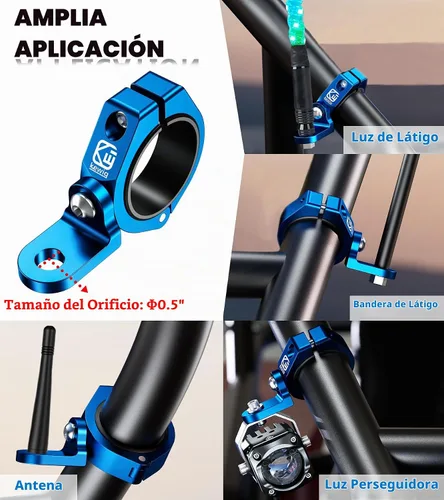 Vista 6 de VAZESWIN 2 piezas de soportes de luz de látigo UTV, soportes de bandera UTV de aleación de aluminio resistente, soportes de montaje de barra de luz